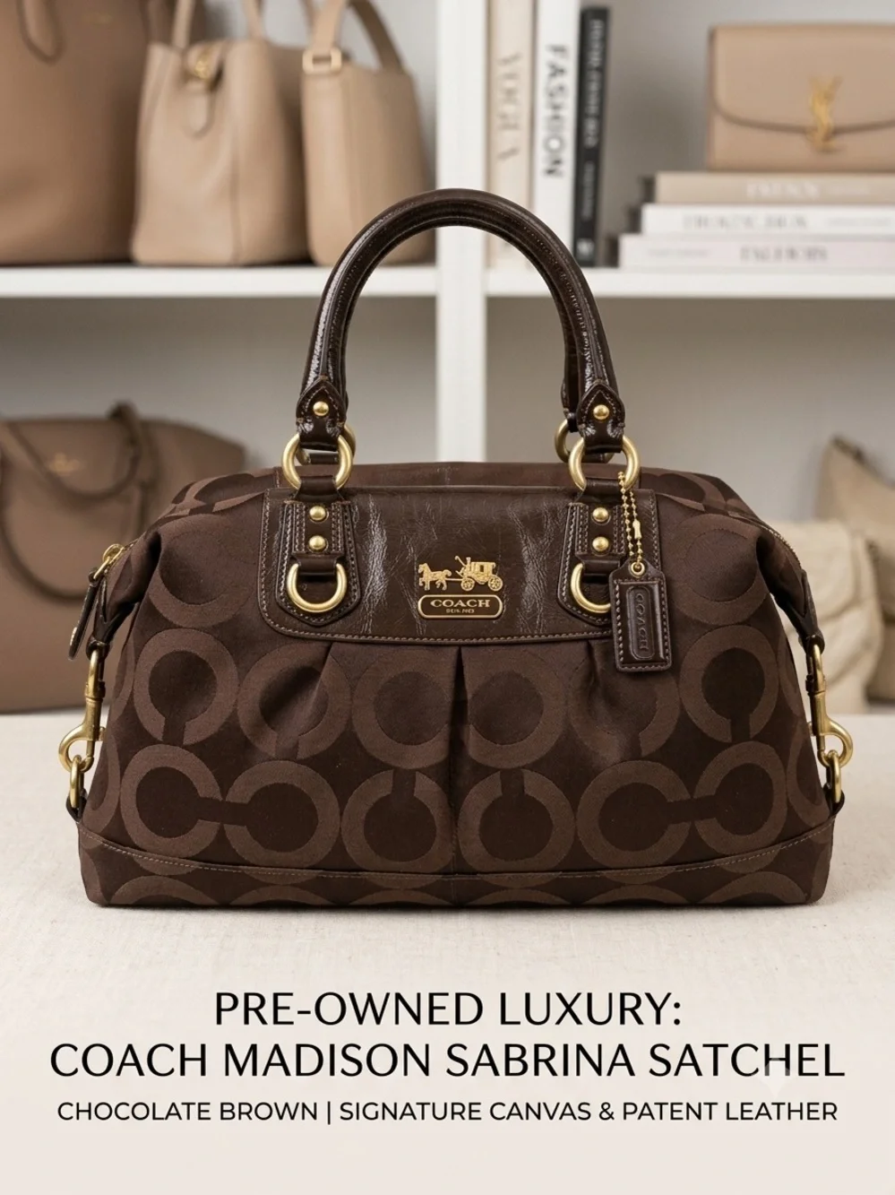 Coach Madison Sabrina Dark Brown Satchel Handbag